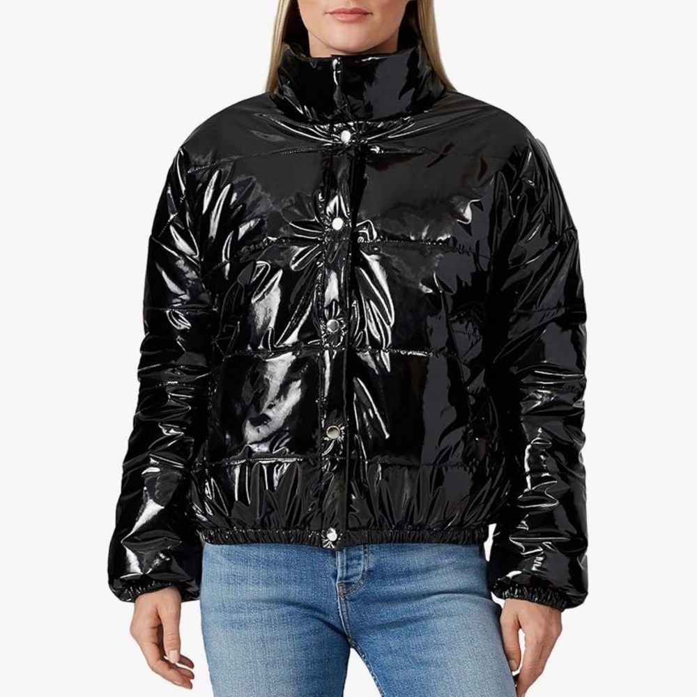 Shiny black puffer jacket